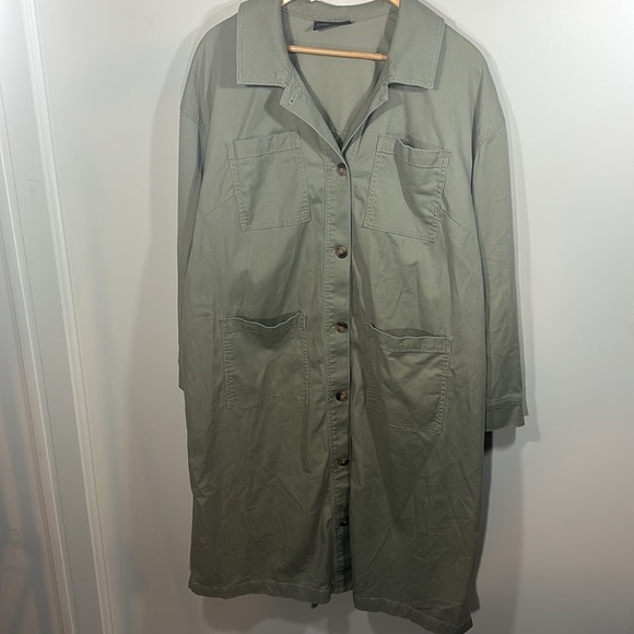 Lane Bryant 16 Long Utility Jacket Dress Trench Dusty Olive fall coat plus size - Picture 13 of 14